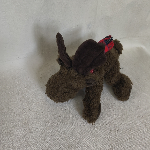 Russ Brown Moose Plush with Red Plaid Scarf - Picture 4 of 8